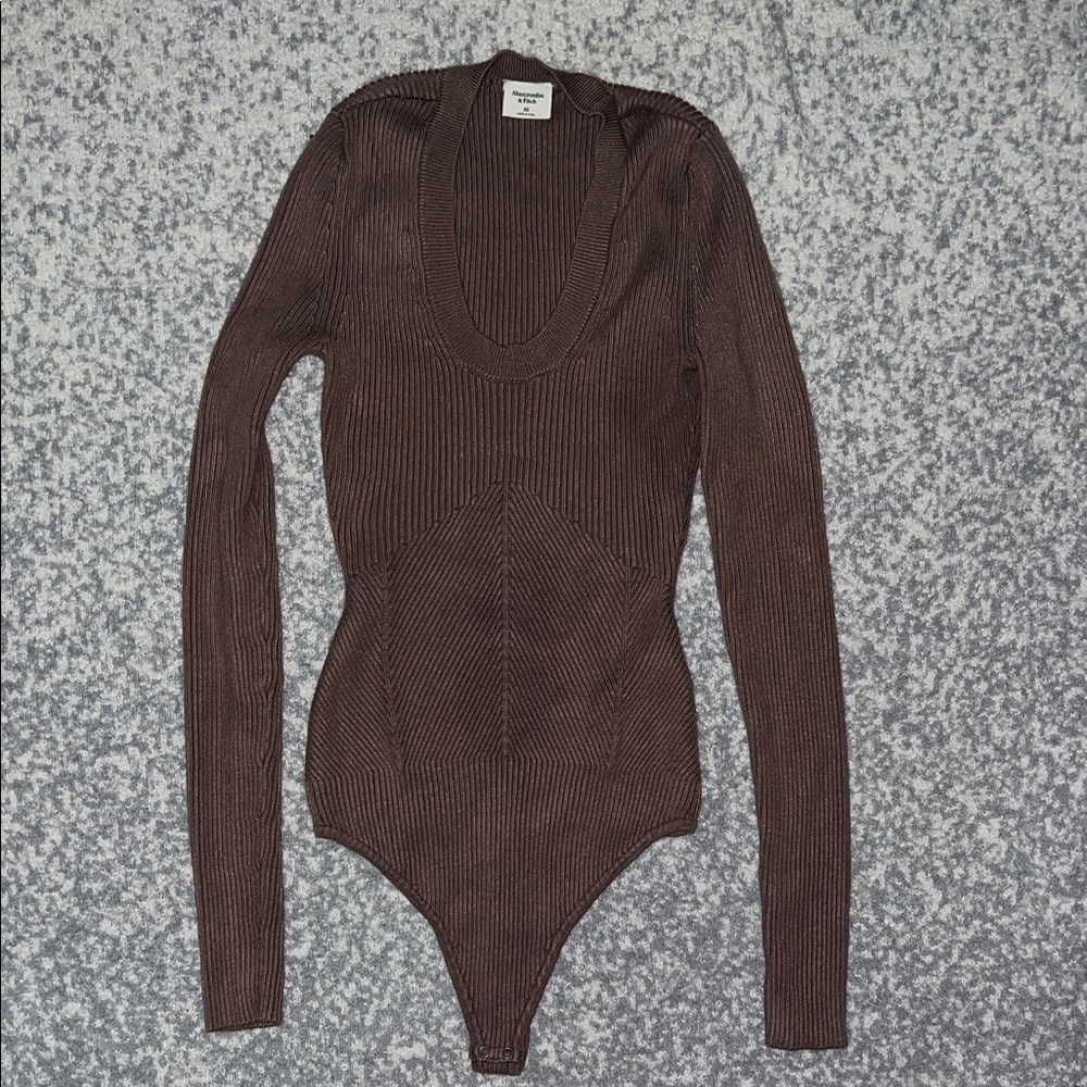 Abercrombie & Fitch Deep Brown Ribbed Bodysuit size XS